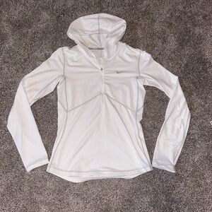 Nike Tennis 1/4 Zip White Fitted Hooded Long Sleeve